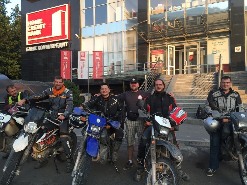Group of riders with motorcycles in Almaty