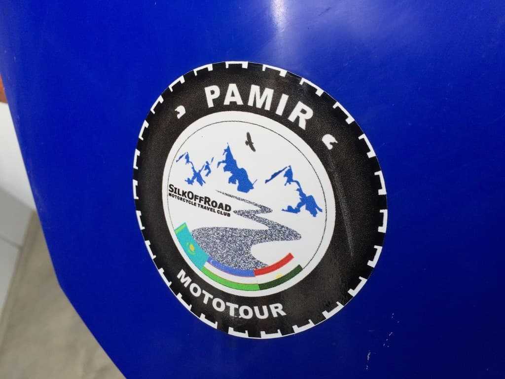 Pamir Mototour sticker on a motorcycle